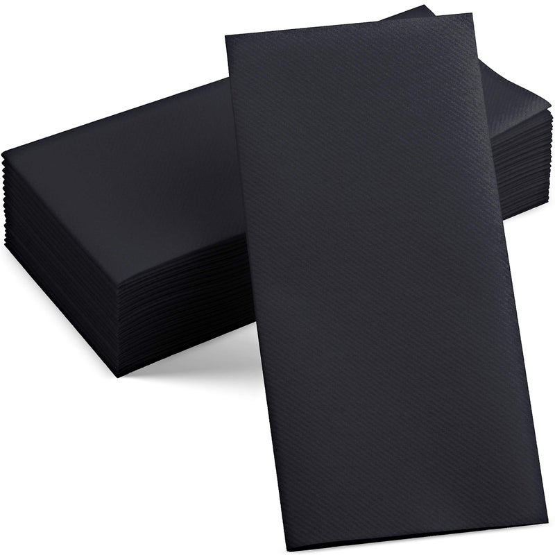 BloominGoods 100 Linen-Feel Black Paper Napkins - Decorative Cloth-Like Black Dinner Napkins - Soft And Absorbent. For Kitchen  Party  Wedding  Bathroom Or Any Occasion. (Pack of 100) 