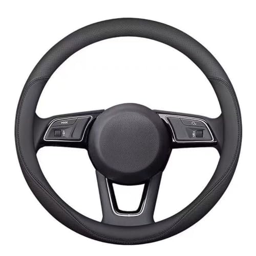 Carodi Latest Nappa Leather car Steering Wheel Cover, Stylish Non-Slip Leather car Interior 15 inches Universal（Black） - Image 3