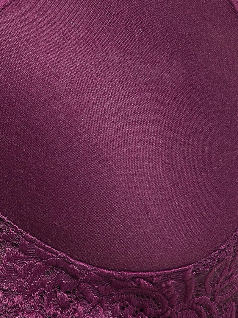 Clovia Women's Cotton Solid Non-Padded Full Cup Wire Free T-Shirt Bra (BR1280P12_34C_Purple) - Image 2