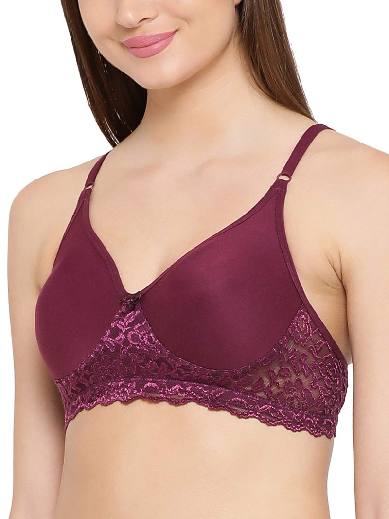 Clovia Women's Cotton Solid Non-Padded Full Cup Wire Free T-Shirt Bra (BR1280P12_34C_Purple) - Image 4
