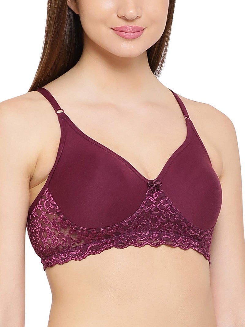 Clovia Women's Cotton Solid Non-Padded Full Cup Wire Free T-Shirt Bra (BR1280P12_34C_Purple) - Image 3