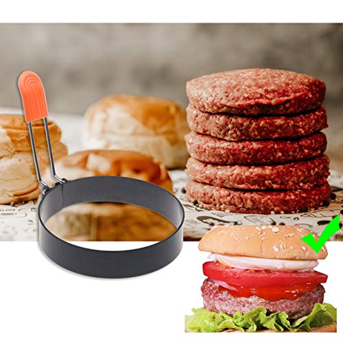 Kare Kind 1x 4" Round Burger Mold Ring, 2x 3" Nonstick Egg Rings, Set of 3. Stainless Steel Heart-shaped Shaper - Frying Cooking Griddle Grilling Accessories for Omelet English Muffins Pancake Camping Sandwich - Image 5