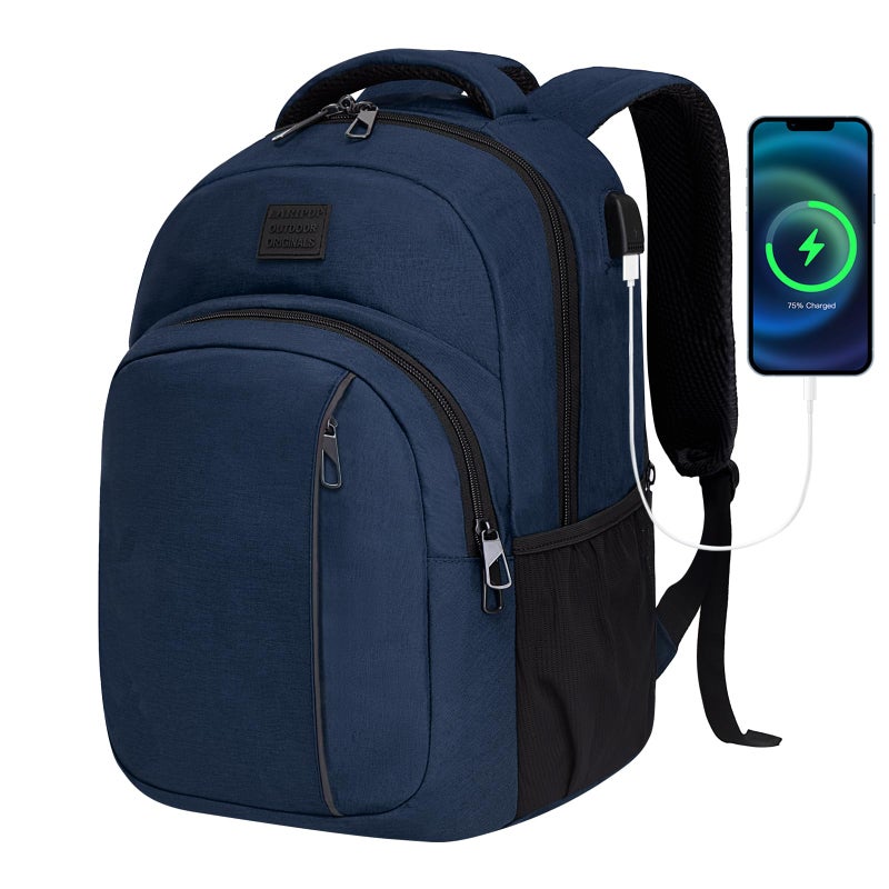LARIPOP Carry On Backpack for Airplane 156 Inch Laptop Backpack with USB Charging Port Water Resistant Business Travel Backpack Lightweight College School Bookbag Anti Theft for Men Women Blue - Image 2