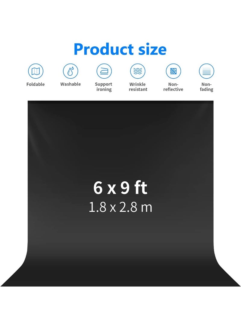 Neewer 6x9 feet/1.8x2.8m Photo Studio 100% Pure Polyester Collapsible Backdrop Background for Photography, Video and Television (Backdrop Only) - Black - Image 2