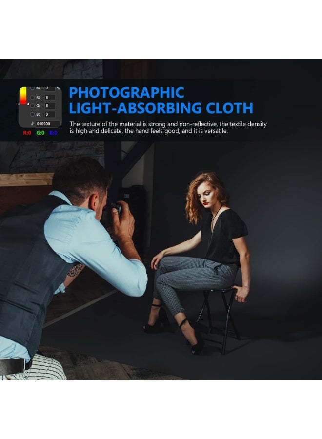 Neewer 6x9 feet/1.8x2.8m Photo Studio 100% Pure Polyester Collapsible Backdrop Background for Photography, Video and Television (Backdrop Only) - Black - Image 4