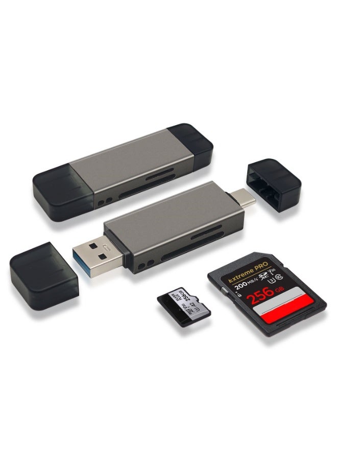 قارئ بطاقات SD/Micro SD، محول USB 3.2 وUSB-C إلى بطاقة ذاكرة SD/TF، ​​يدعم بطاقات UHS-I SDHC/SDXC/MicroSD، مناسب لأجهزة Mac وMacBook والكمبيوتر واللابتوب وiPad 10 وiPhone، يدعم بطاقات ذاكرة بسعة 2 تيرابايت/نقل بيانات عالي السرعة 5 جيجابت في الثانية/التوصيل والتشغيل - ذهبي - Image 1