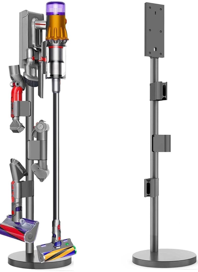 XICEN Vacuum Cleaner Stand – Vacuum Holder for Dyson V15 Detect ,V12,V11,V10,V8, V7 -Sturdy Aluminum Tube Storage Holder, 6.2 Lbs Steel Base, 3 accessory clips for Up to 9 Attachments & Charger, With Trigger Lock,Drill-Free  - Image 1