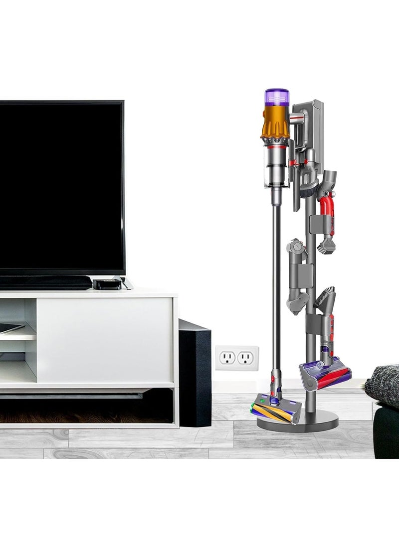 XICEN Vacuum Cleaner Stand – Vacuum Holder for Dyson V15 Detect ,V12,V11,V10,V8, V7 -Sturdy Aluminum Tube Storage Holder, 6.2 Lbs Steel Base, 3 accessory clips for Up to 9 Attachments & Charger, With Trigger Lock,Drill-Free  - Image 5