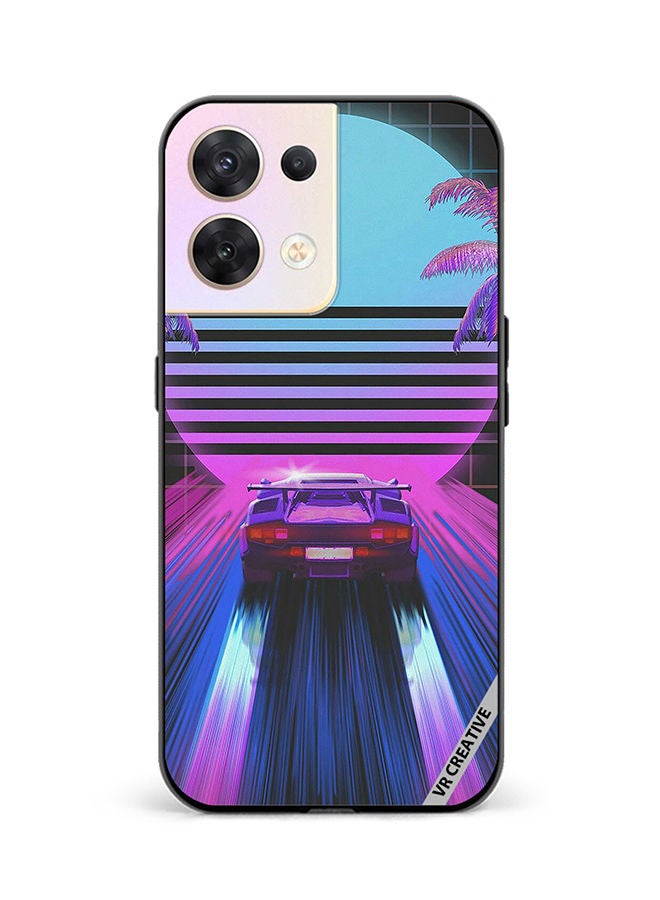 VR CREATIVE Protective Case Cover For Oppo Reno8 5G Retro Synthwave Ps4 Design Multicolour - Image 1