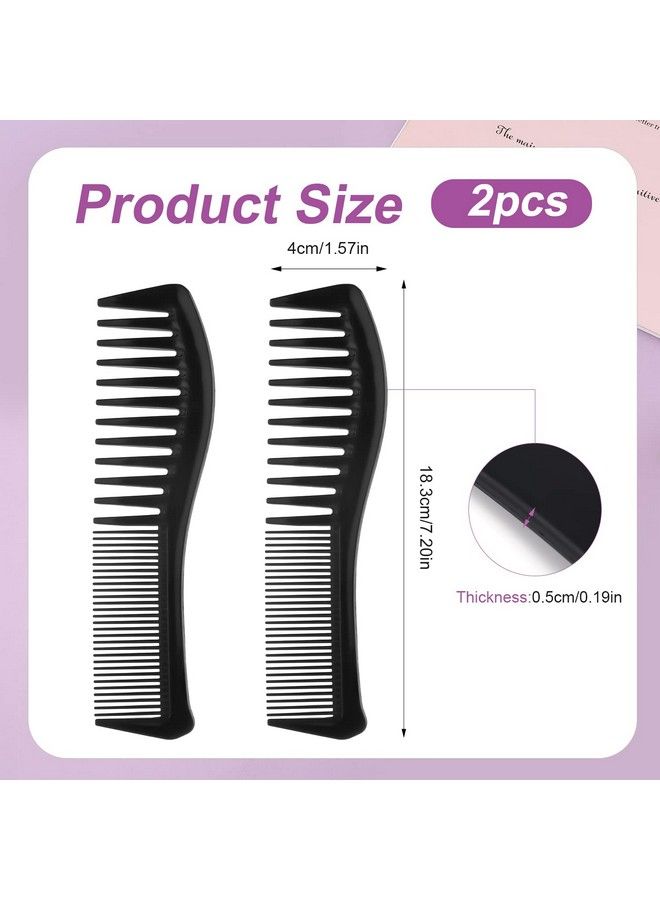 SAVITA مشط شعر بلاستيكي 2 قطعة مشط كبير الأسنان ومشط ناعم الأسنان للرجال والنساء لتصفيف الشعر والتقليم والقص في المنزل (أسود) - Image 3