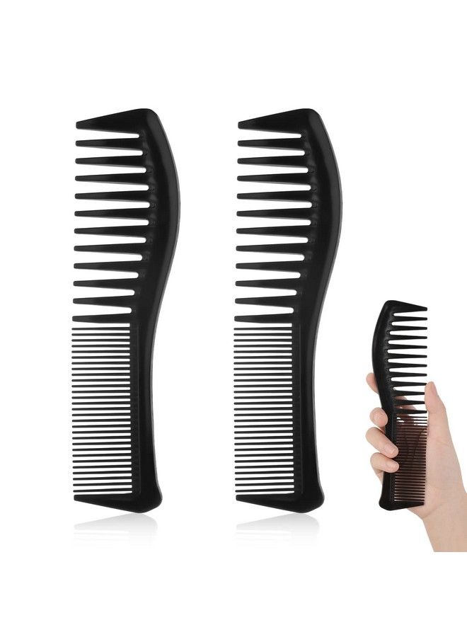 SAVITA مشط شعر بلاستيكي 2 قطعة مشط كبير الأسنان ومشط ناعم الأسنان للرجال والنساء لتصفيف الشعر والتقليم والقص في المنزل (أسود) - Image 2