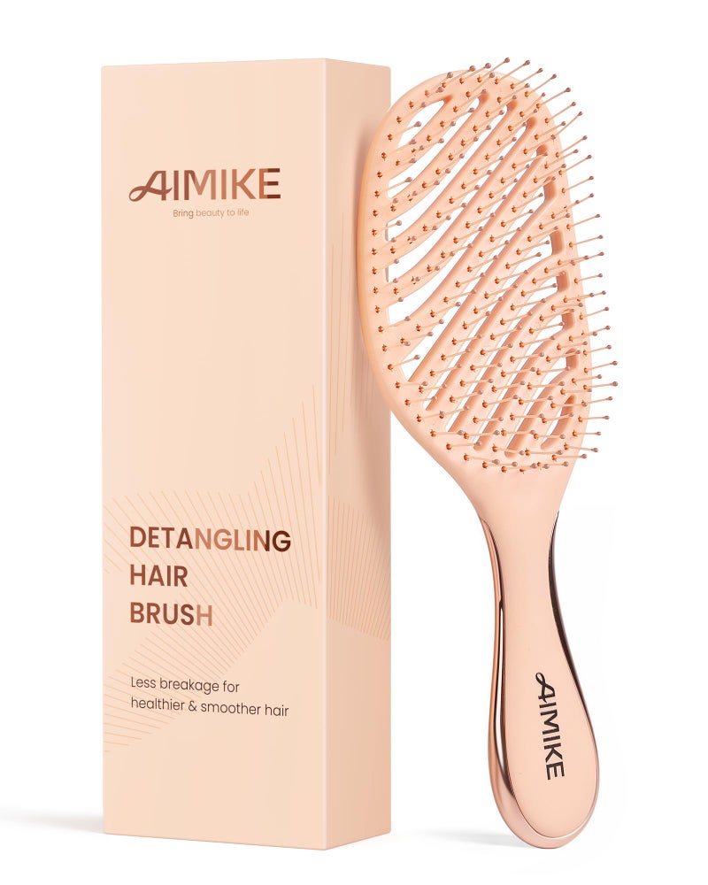 AIMIKE Detangling Brush, Wet Dry Vented Detangler Brush w/Soft Bristles, Pain-Free Detangle Hairbrush Loosens Stubborn Tangles, Extra Gentle on Sensitive and Fine Hair, for Women & Kids - Image 1