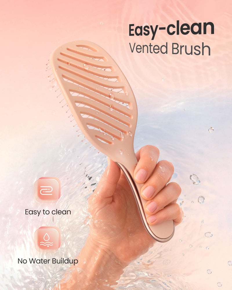 AIMIKE Detangling Brush, Wet Dry Vented Detangler Brush w/Soft Bristles, Pain-Free Detangle Hairbrush Loosens Stubborn Tangles, Extra Gentle on Sensitive and Fine Hair, for Women & Kids - Image 4