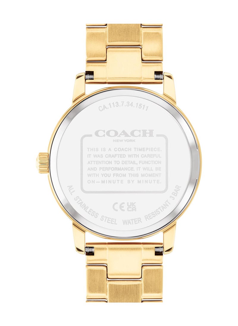 COACH - ساعة يد نسائية دائرية أنالوج بهيكل ذهبي - 14503075 - Image 1