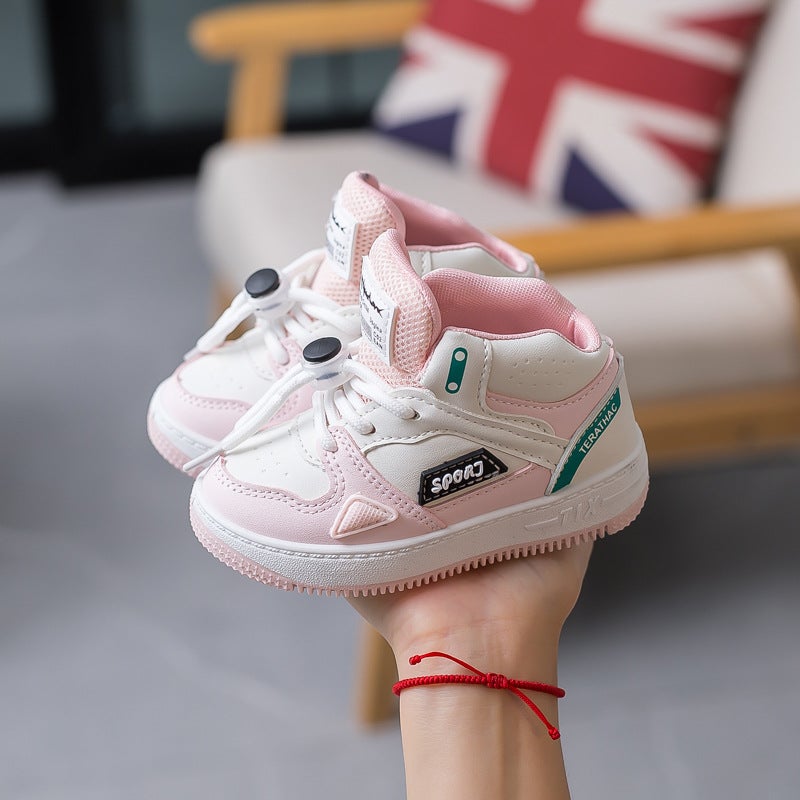2025 Solid Sole Children'S Sports Shoes Female Baby Shoes Boys High Top Basketball Shoes Kindergarten Shoes - Image 4