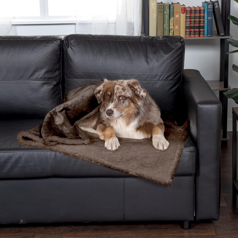 Furhaven Waterproof & Self-Warming Throw Blanket for Dogs & Indoor Cats, Washable & Reflects Body Heat - Soft-Edged Terry & Sherpa Dog Blanket - Espresso, Large - Image 3