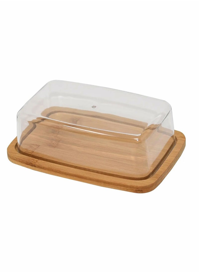 SYOSI - Bamboo Butter Dish With Dome Lid, Covered Butter Holder for Countertop, Airtight Butter Container with Cover, Butter Keeper Storage Perfect for West, East Coast Butter, Dishwasher Safe - Image 1