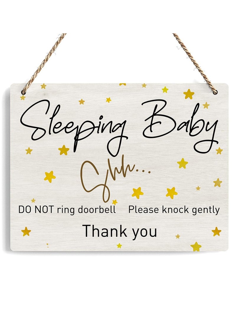 Maxsafe Baby Sleeping Sign for Front Door - Do Not Knock or Ring Doorbell, Wooden Rustic Hanging Sign for Baby Room, Nursery, Home, Bedroom | Set of 1 Wooden Sign with Rope - Image 1