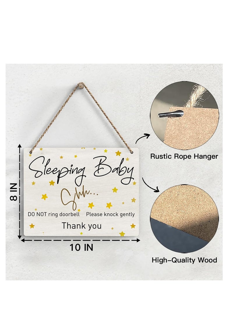 Maxsafe Baby Sleeping Sign for Front Door - Do Not Knock or Ring Doorbell, Wooden Rustic Hanging Sign for Baby Room, Nursery, Home, Bedroom | Set of 1 Wooden Sign with Rope - Image 2