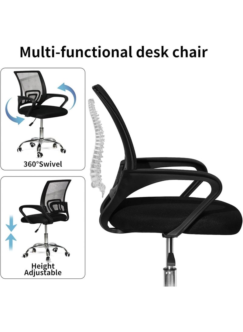 Cady One Swivel office chair with a breathable mesh back and padded foam seat; height-adjustable office chair with lumbar support and comfortable armrests; chrome metal base with wheels; suitable for home and office. - Image 3