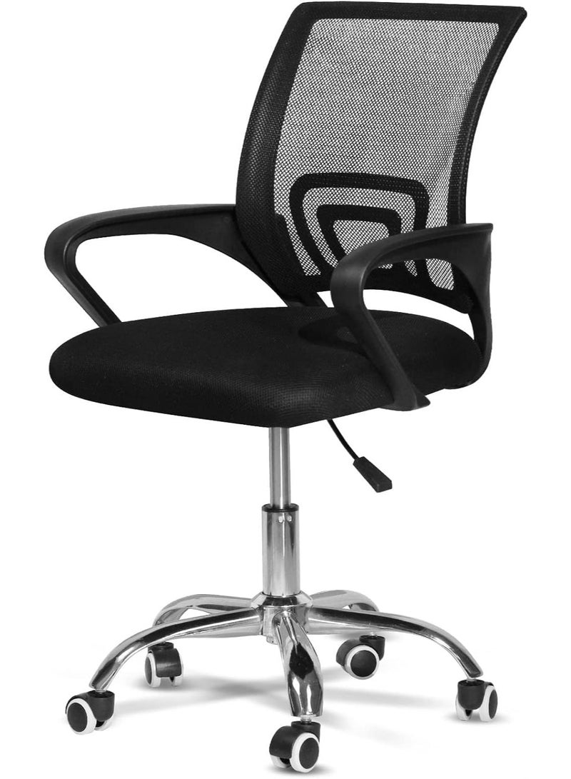 Cady One Swivel office chair with a breathable mesh back and padded foam seat; height-adjustable office chair with lumbar support and comfortable armrests; chrome metal base with wheels; suitable for home and office. - Image 5