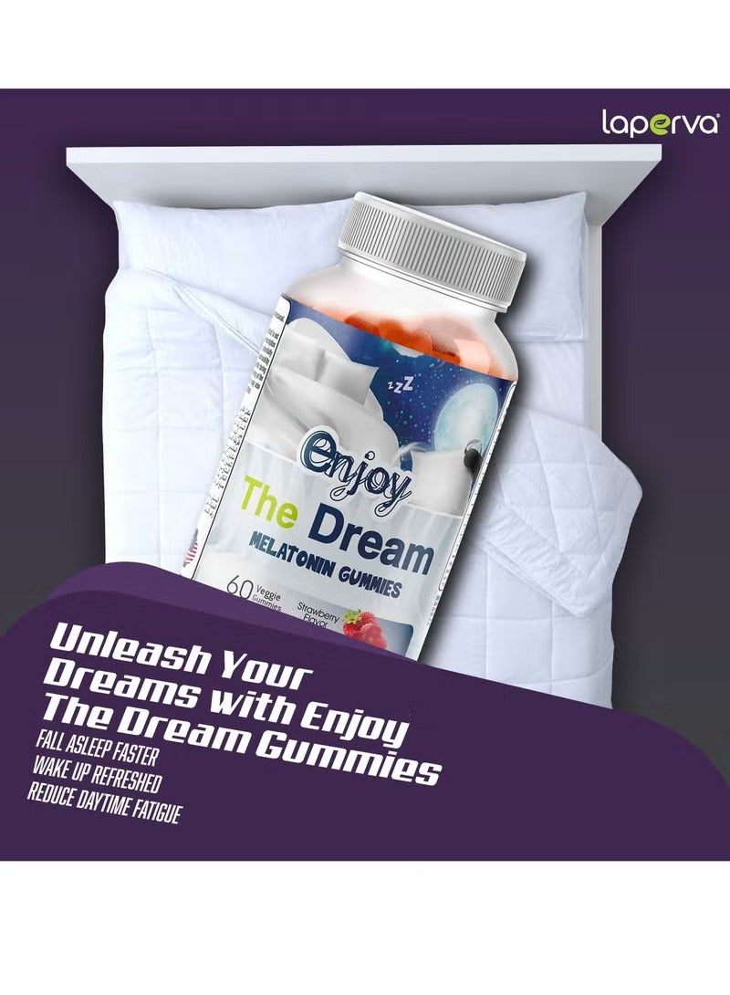 Laperva استمتع بحلم حبوب الميلاتونين بنكهة الفراولة، 60 حبة، تساعد على النوم بشكل أسرع - Image 2