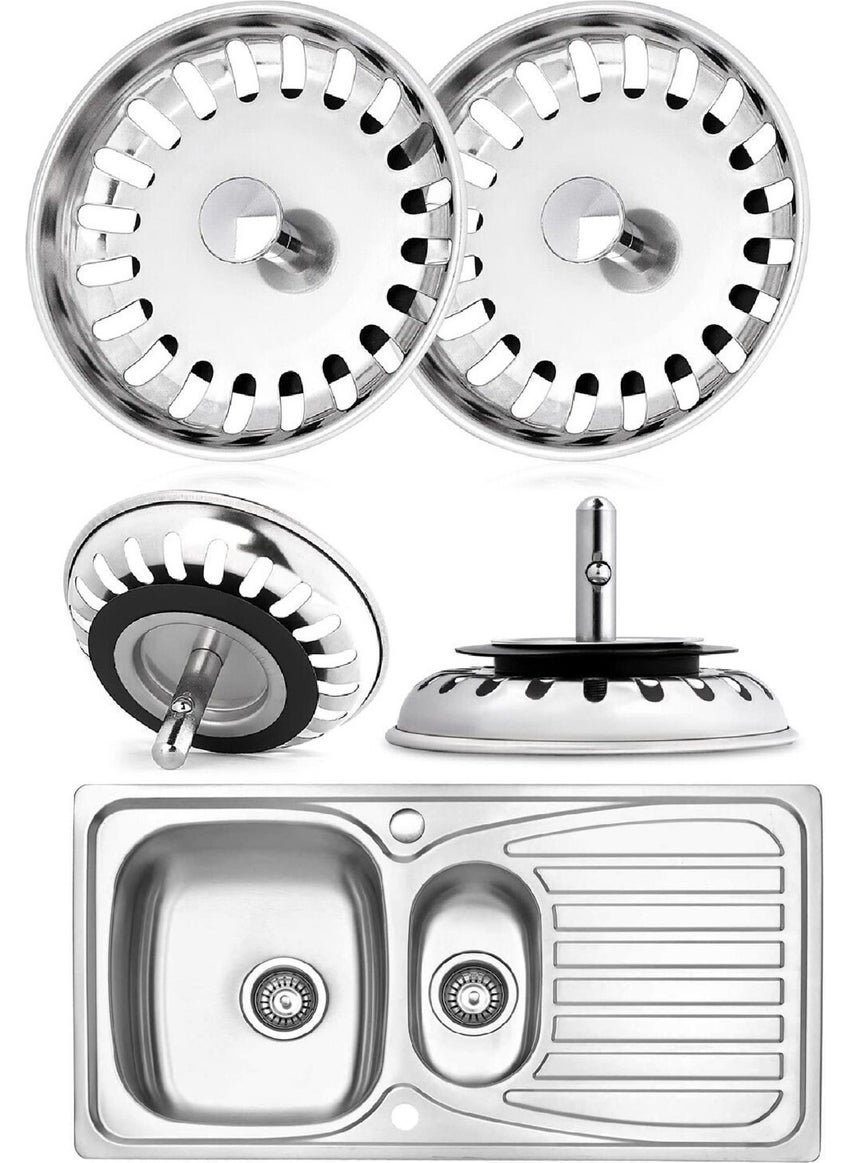 Biterse If it runs out, 2 Pieces of Çöpmak Stainless Steel Siphon Strainer 8 cm Sink Sink Strainer Sink Drain Strainer  - Image 3