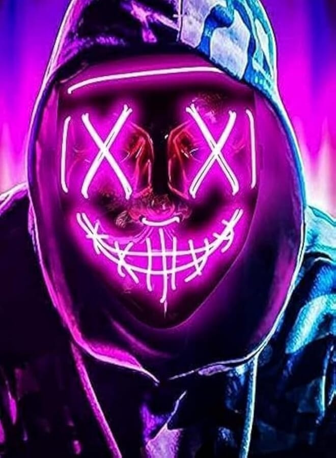 Halloween Mask, LED Light up Mask LED Mask Scary mask for Festival Cosplay Halloween Costume Masquerade Parties (pink) 