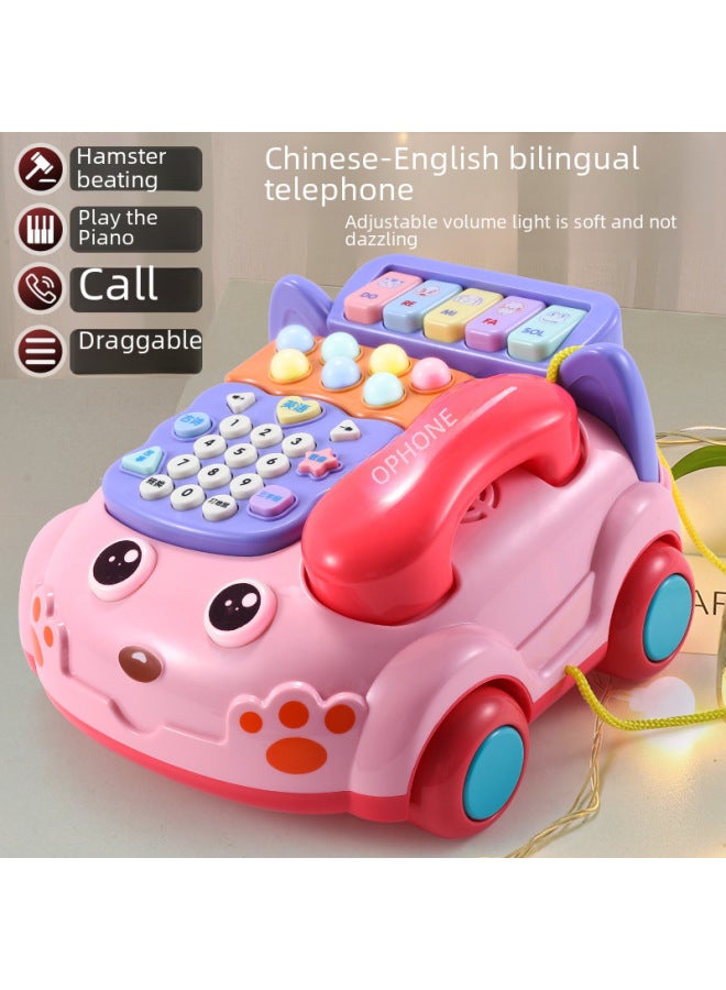 Realistic Telephone Toy Seat Machine Early Education Intelligence Boosting Car Game For Baby Boys Toy-Color:【Battery Edition】 Pink-Medium Phone - Image 3