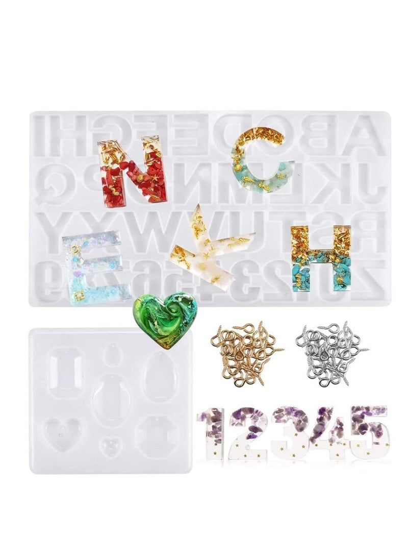 SYOSI 93PCS Numbers Letters Alphabet Silicone Casting Resin Mould Jewelry Pendant Making Mold for Wedding Baby Shower Birthday Gift Handmade Craft DIY - Image 1