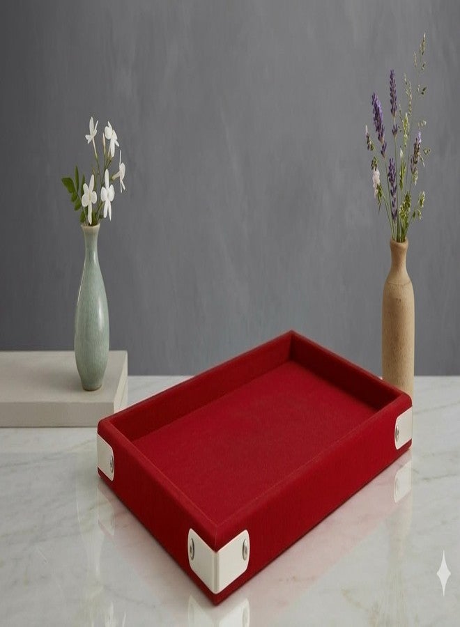 SENTONI Velvet Jewellery Finding Beading Tray Finding Display Organiser Perfect for Necklaces and Bracelets Jewellery Cosmetic Organizer Tray 15x12 Inch Pack of 2 (Red) - Image 4