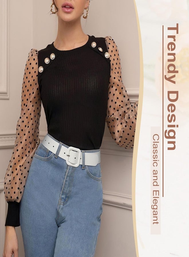 WHIPPY Women Leather Belt Candy Color Fashion Square Buckle Belt Ladies Belt for Jeans Pants Dresses, White, M - Image 4