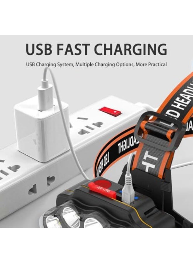 18000 Lumen Rechargeable Headlamp - 8 LED Super Bright USB Head Light, Waterproof, 8 Modes with Red Light, Lightweight Head Flashlight for Camping, Hiking, Running, Hunting - Image 5