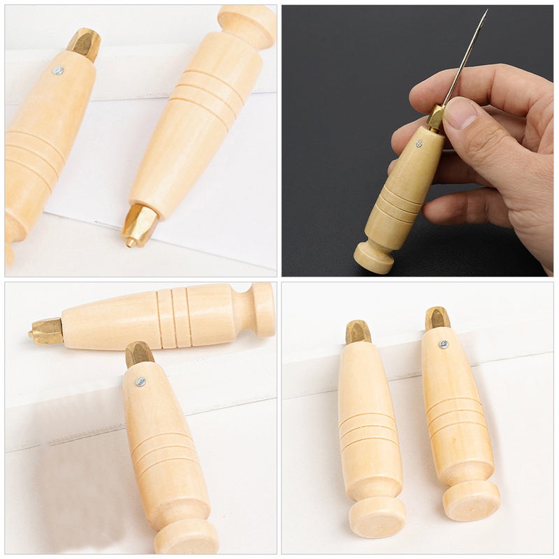Stitching Awl, Durable Wood Handle for Leather Crafting and Repair, Comfortable Grip - Image 3