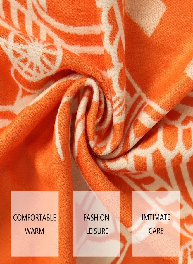 EXTREE 2020 France Fashion Ladies Cashmere Scarves Winter Large Thick Scarf Shawl Windproof Scarf, Abr-orange, 1 - Image 2
