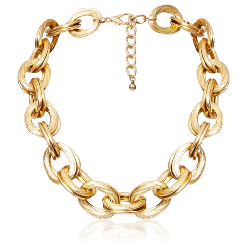 ACEDRE Chunky Choker Necklace Gold Cuban Link Chain Punk Hip-hop Necklaces Jewelry for Women (1-Gold) - Image 1
