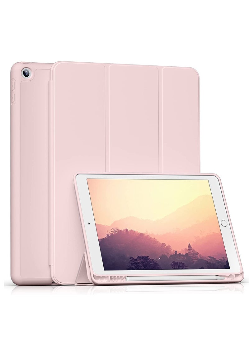 RDN Case for iPad 6th Generation 2018/iPad 5th Generation 2017 9.7 inch, with Pencil Holder, Auto Sleep/Wake, Soft TPU Back Slim Lightweight Trifold Stand Smart Cover for iPad 6/5 Case- Baby Pink - Image 1
