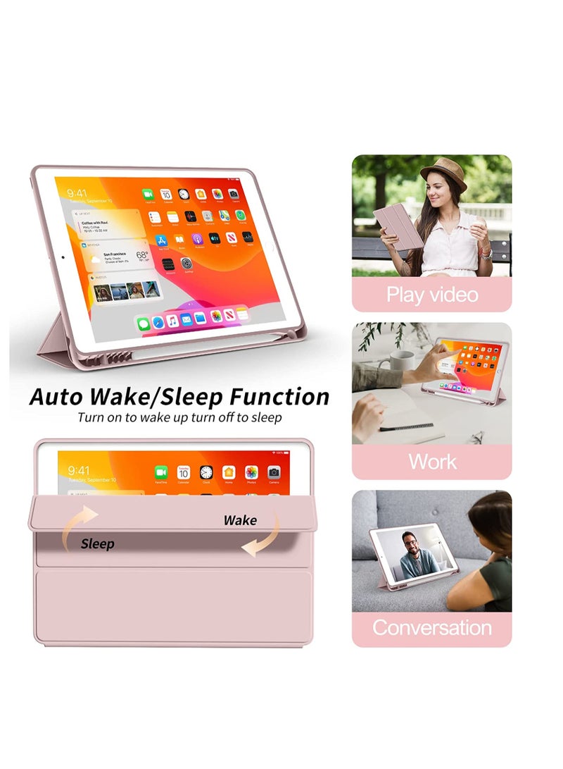 RDN Case for iPad 6th Generation 2018/iPad 5th Generation 2017 9.7 inch, with Pencil Holder, Auto Sleep/Wake, Soft TPU Back Slim Lightweight Trifold Stand Smart Cover for iPad 6/5 Case- Baby Pink - Image 3