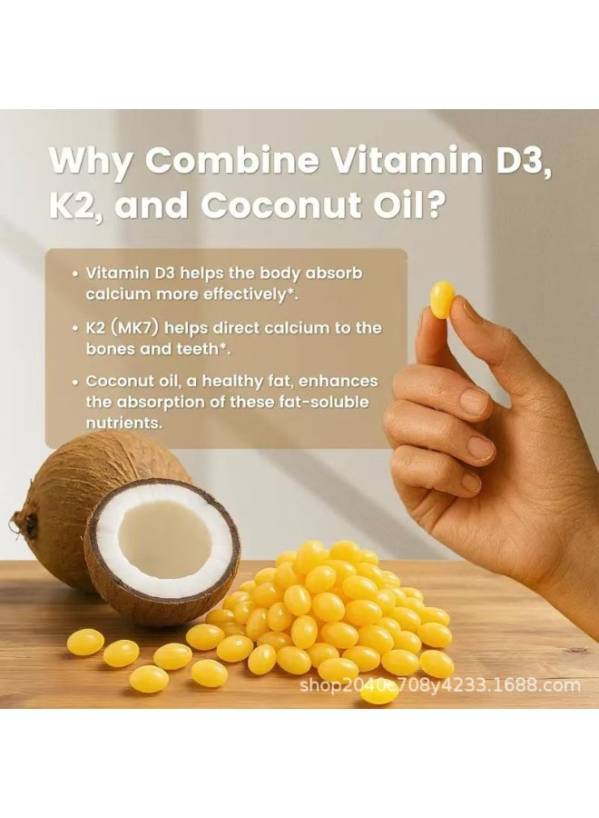 فيتامين ١٨٠ قرصًا من فيتامين د٣ وك٢، فيتامينات عالية التركيز من د٣ وك٢، لتعزيز صحة العظام، ودعم صحة العظام والعضلات والأسنان. - Image 2