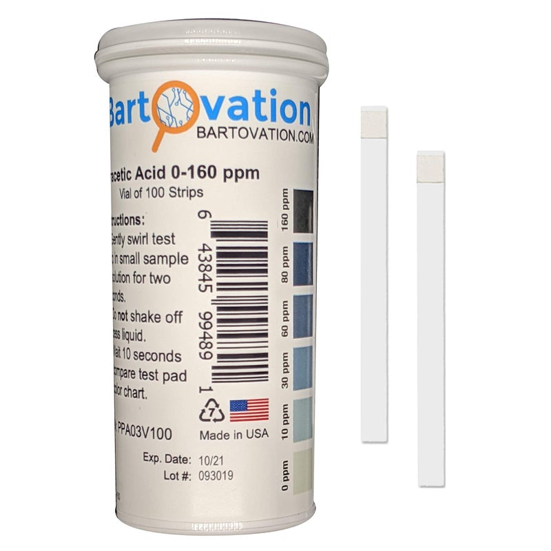 Bartovation Peracetic Acid Test Strips, 0-160 ppm [Vial of 100 Strips] - Image 5