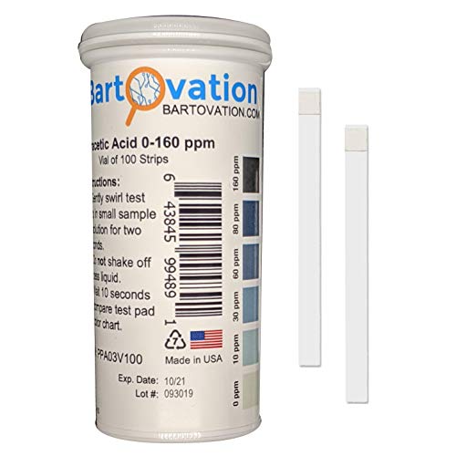 Bartovation Peracetic Acid Test Strips, 0-160 ppm [Vial of 100 Strips] - Image 1