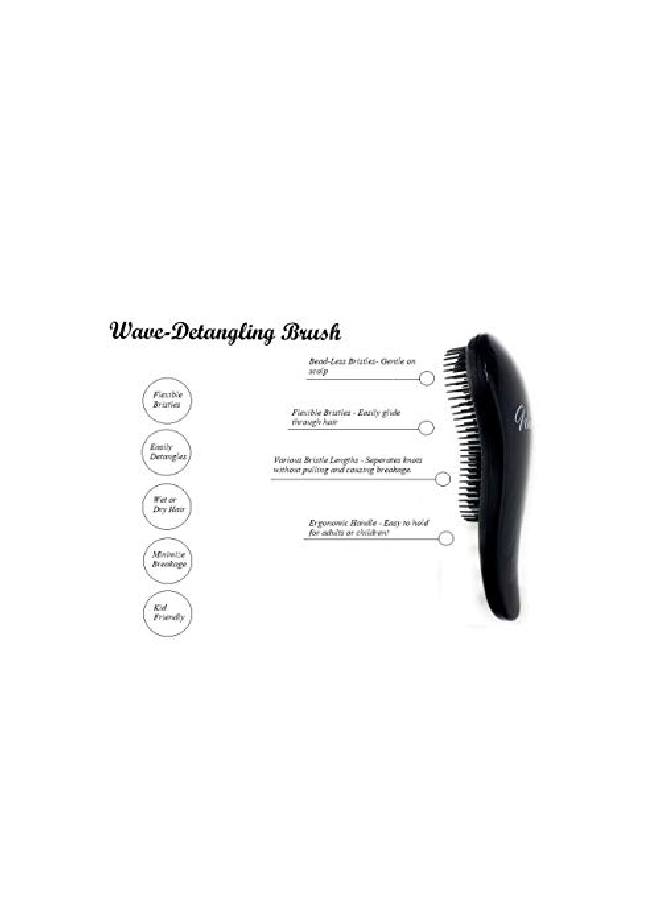 G.B.S Wave Detangling Brush For Curly, Thick, Natural, Straight, Fine, Wet Or Dry Hair No Pain Detangle Hair Comb For Women, Men Or Kids No Pain Tangle Free Hair Brush (Black) - Image 4