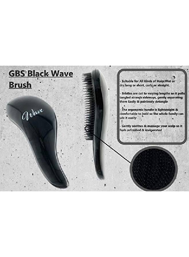 G.B.S Wave Detangling Brush For Curly, Thick, Natural, Straight, Fine, Wet Or Dry Hair No Pain Detangle Hair Comb For Women, Men Or Kids No Pain Tangle Free Hair Brush (Black) - Image 3