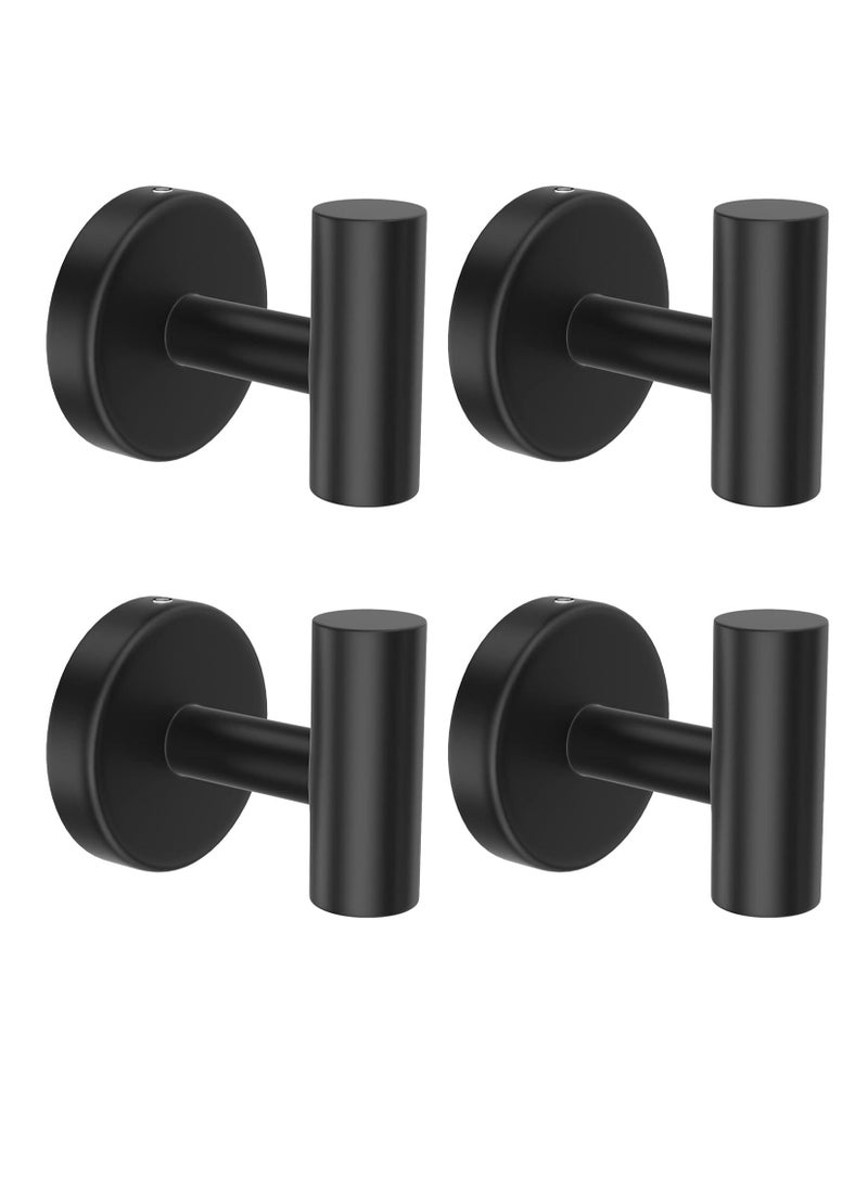 Oasisgalore - Matte Black Wall Towel Hooks, Heavy-Duty 304 Stainless Steel Robe and Clothes Hangers for Bathroom, Bedroom (4-Pack) - Image 1