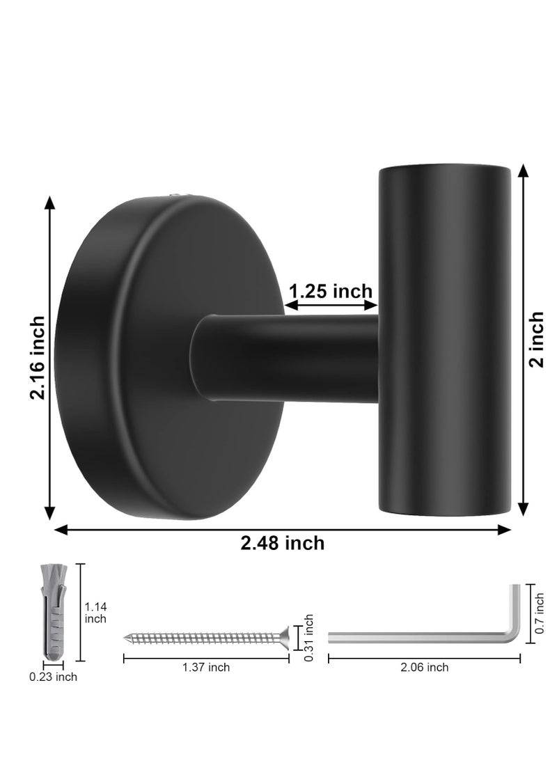 Oasisgalore - Matte Black Wall Towel Hooks, Heavy-Duty 304 Stainless Steel Robe and Clothes Hangers for Bathroom, Bedroom (4-Pack) - Image 1
