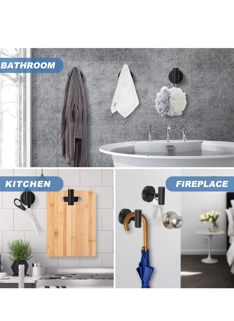 Oasisgalore - Matte Black Wall Towel Hooks, Heavy-Duty 304 Stainless Steel Robe and Clothes Hangers for Bathroom, Bedroom (4-Pack) - Image 1