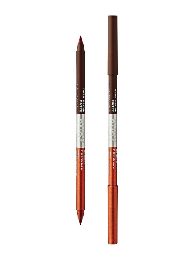 Ruby Kisses Waterproof Matte & Metallic Duo Eyeliner - Dual-Ended Smudge-Proof Pencil for Precision & Eyeshadow Multi-use, Long-Lasting, Intense Color (Dark Brown/Bronze) - Image 3