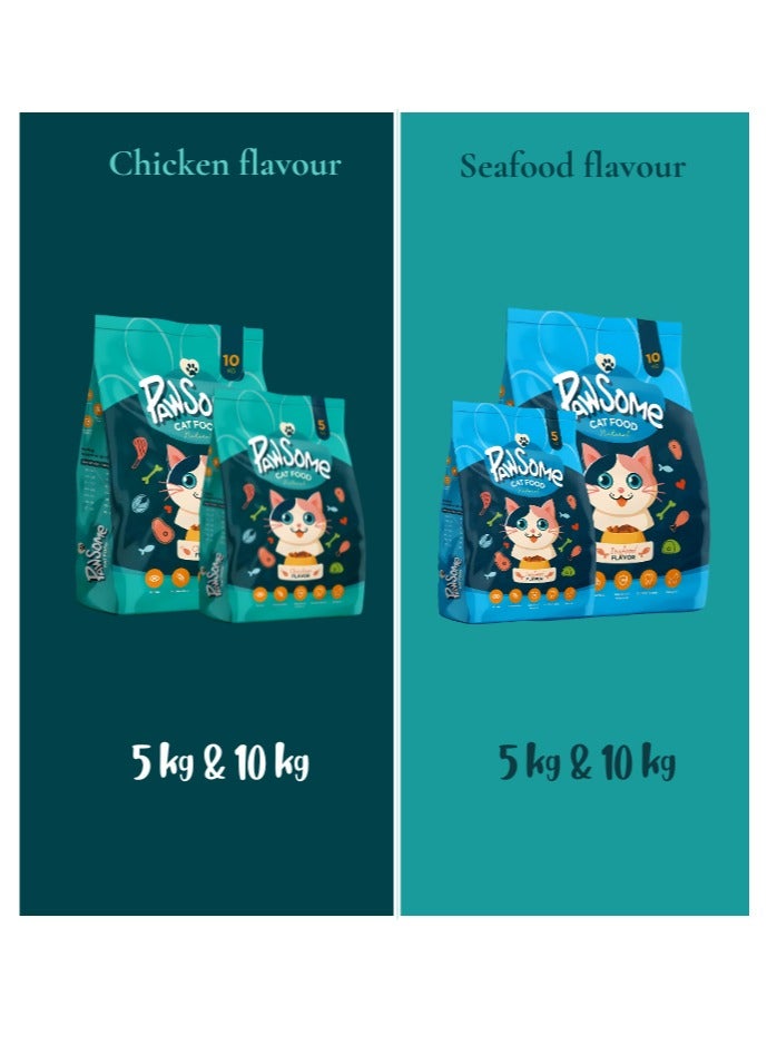 PAWSOME Dry Cat Food - 5 kg Chicken Flavor, Natural Fiber, Taurine and Crunchy Texture - Image 2