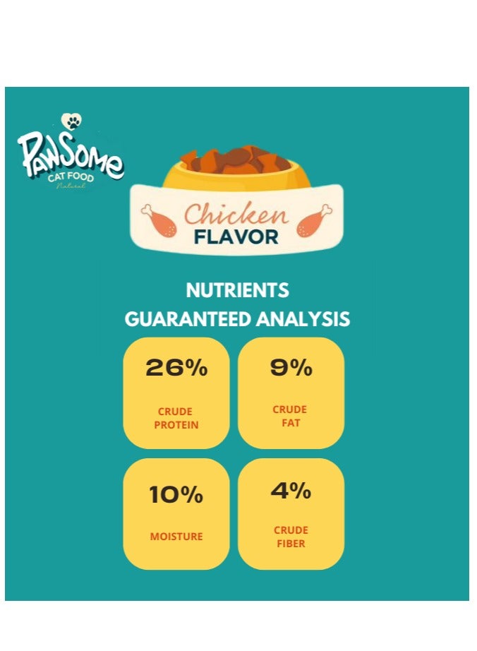 PAWSOME Dry Cat Food - 5 kg Chicken Flavor, Natural Fiber, Taurine and Crunchy Texture - Image 4