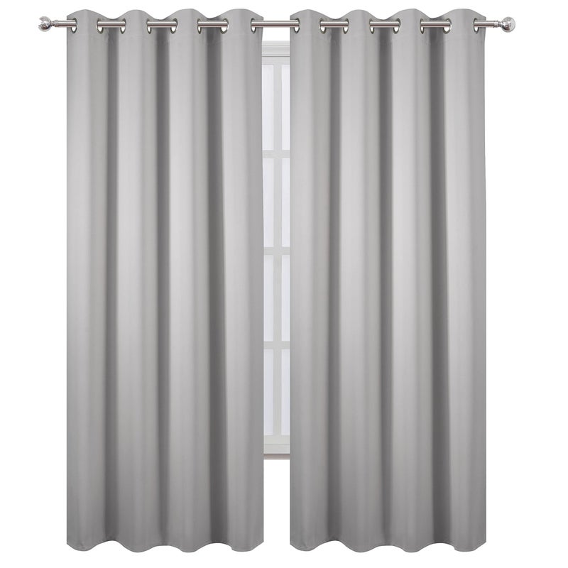 LEMOMO Blackout Curtains 52 x 95 inch/Light Grey Curtains Set of 2 Panels/Thermal Insulated Room Darkening Bedroom Curtains - Image 2